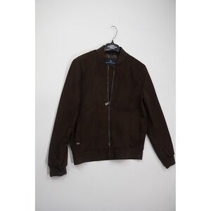 Hart Schaffner Marx Bomber Jacket Classic L Brown Wool Blend Casual Mens